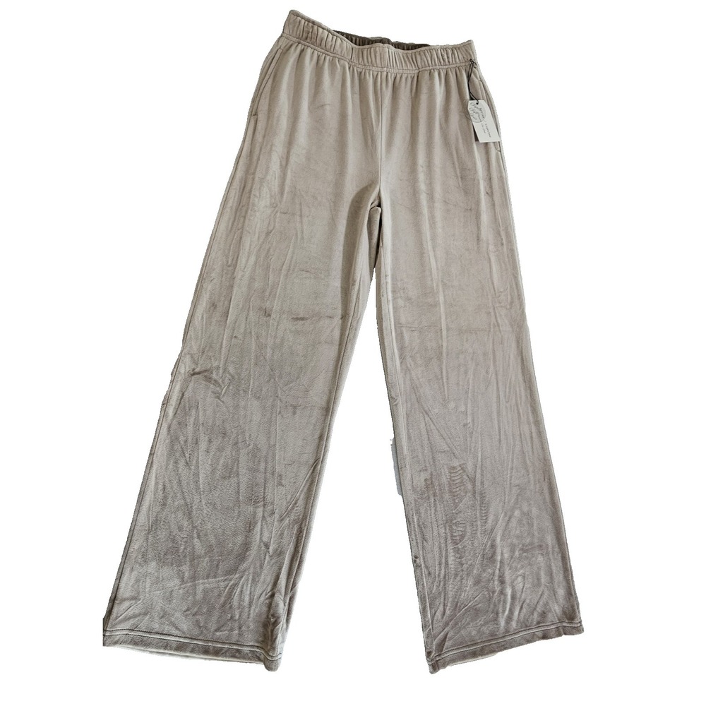 Better Together Dark Beige Velvet Wide Leg Pants Large New‎ Pull On  Stretch
